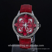 New Design Transparent Dail Flower Style Quartz Watch for women